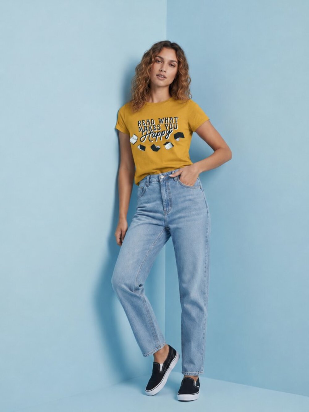 Bella Canvas Mustard Yellow 'Read What Makes You Happy' Graphic Tee